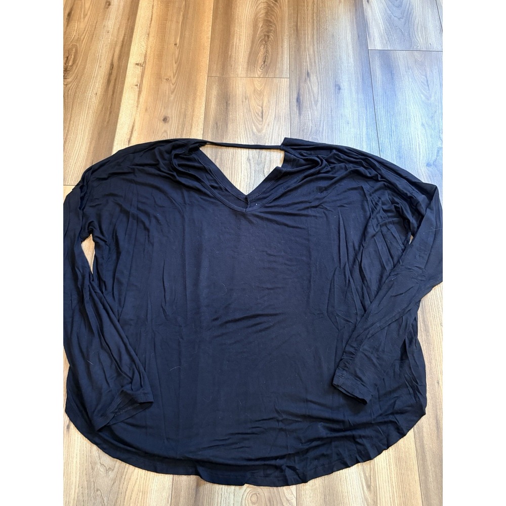 Gap Luxe Luxuex V-neck Shirt Blouse Long Sleeve Black XXL Plus Sift Comfy